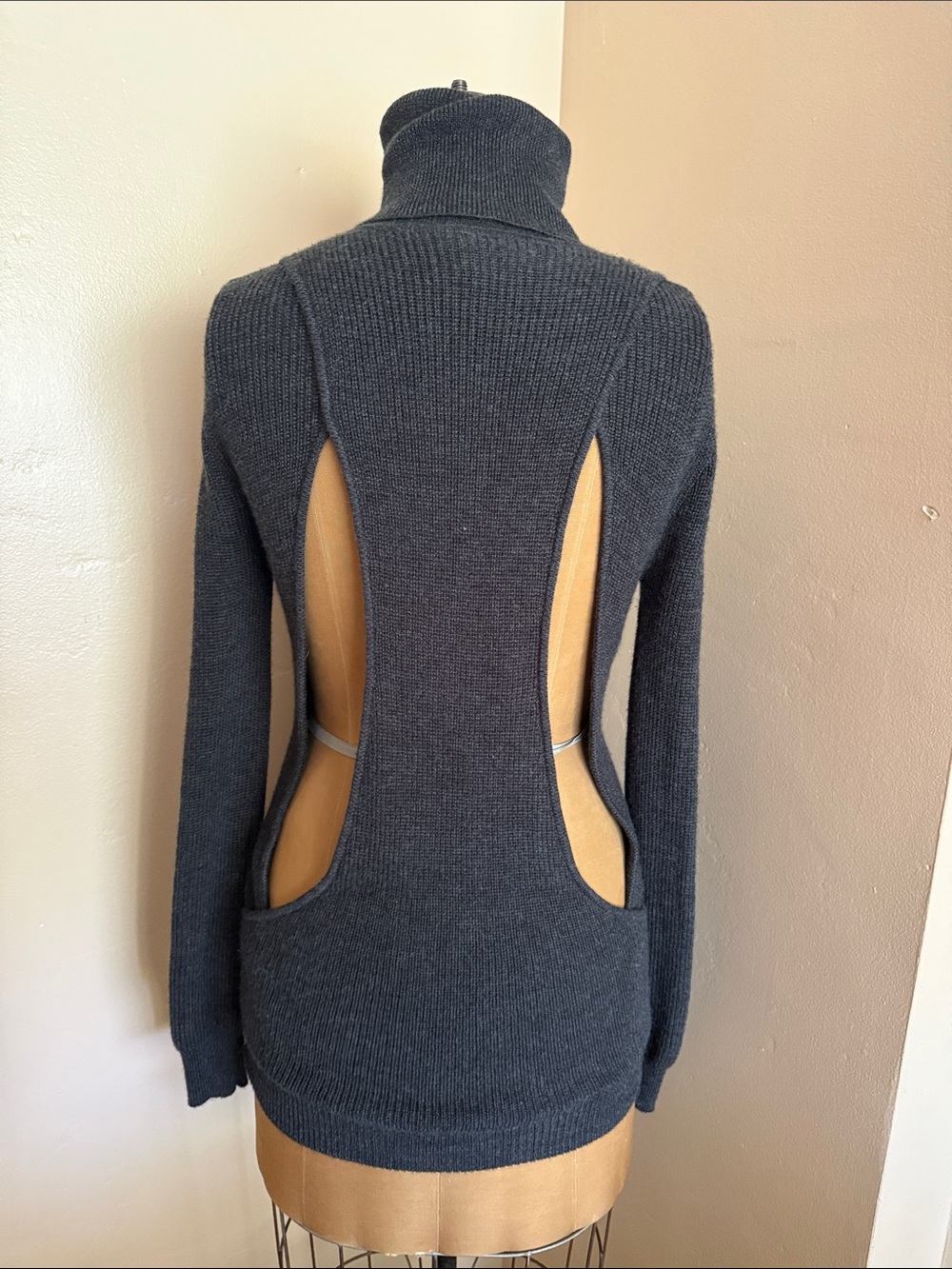 Haute Hippie 100% Merino Wool Open Back Turtleneck Sweater S